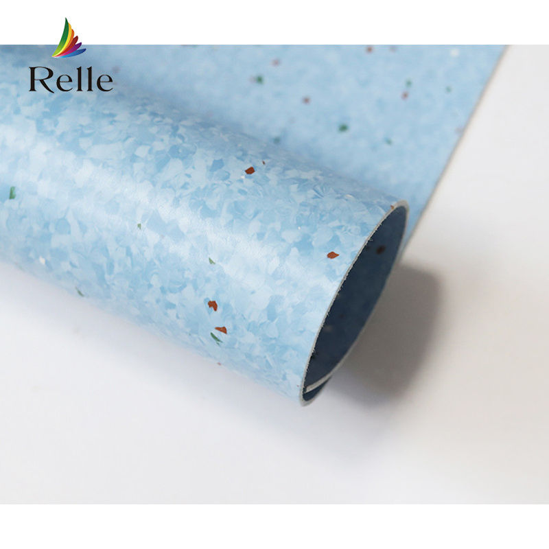 Relle rouleau de sol en vinyle antibactérien homogène en granit bleu et blanc avec revêtement PUR
