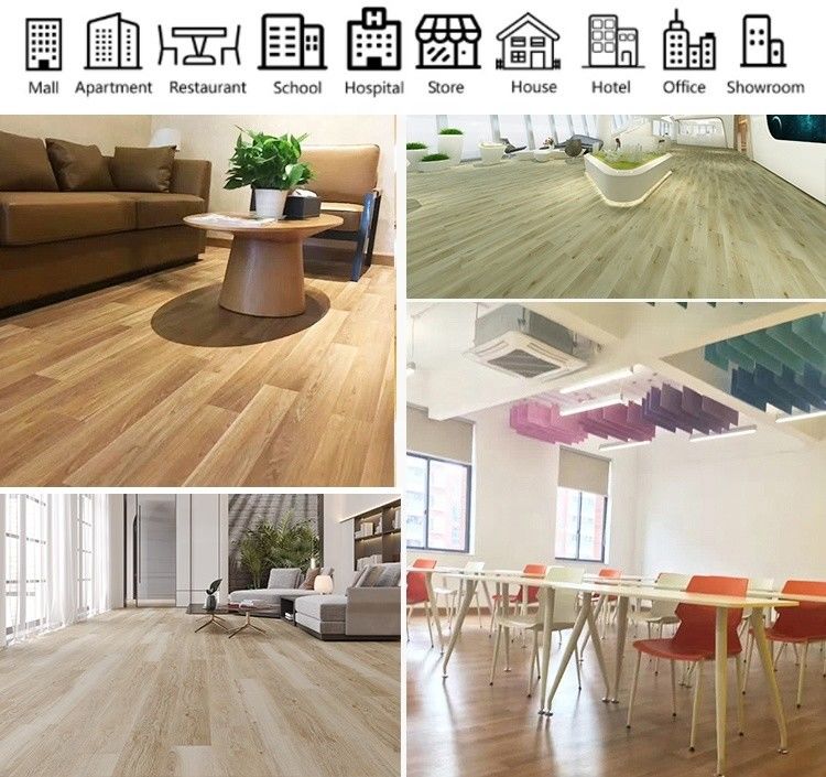 20m PVC bois de chêne Vinyl plancher rouleau plancher de vinyle hétérogène Pour la maternelle