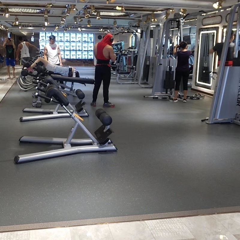 Plancher en caoutchouc antidérapant de salle de gym Relle Plancher de salle de poids 1,5 mm 3,0 mm épaisseur