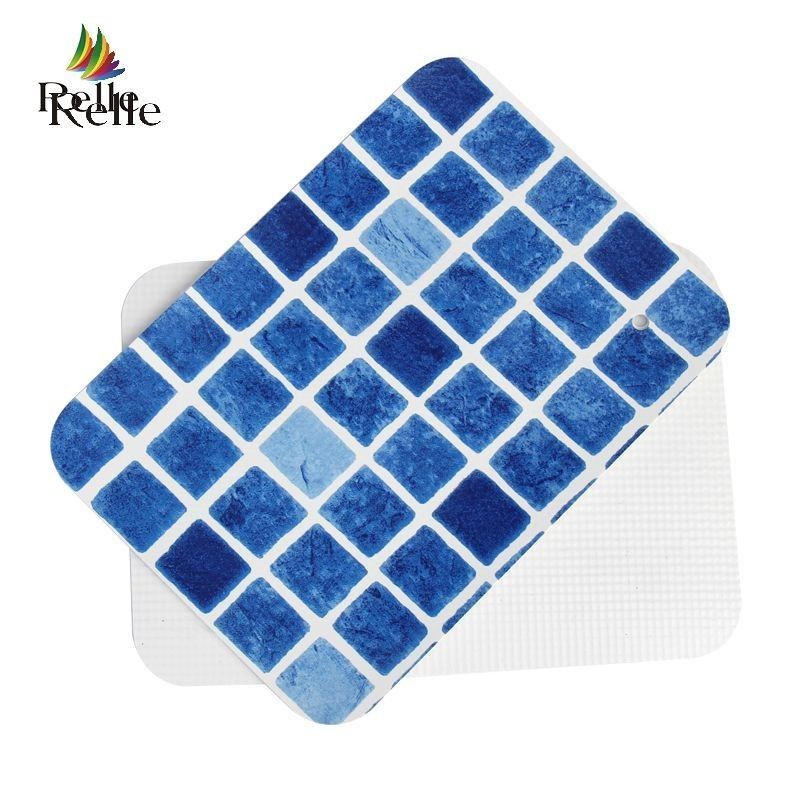 Couche de piscine en mosaïque bleu imperméable à l'eau 1,2 mm 1,5 mm Couches en vinyle pour piscines en sol
