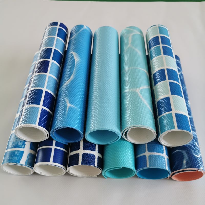 Couche de piscine en mosaïque bleu imperméable à l'eau 1,2 mm 1,5 mm Couches en vinyle pour piscines en sol