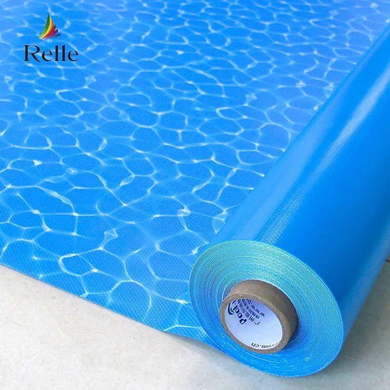 Couche de piscine en mosaïque bleu imperméable à l'eau 1,2 mm 1,5 mm Couches en vinyle pour piscines en sol