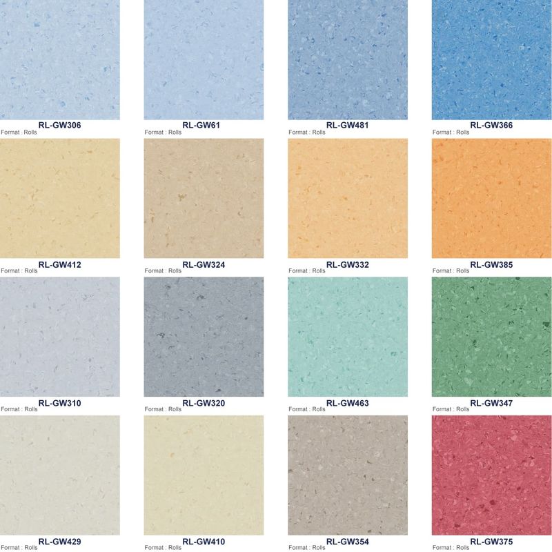 Plancher anti-dérapant, protection bactérienne, plancher homogène en vinyle pour les hôpitaux