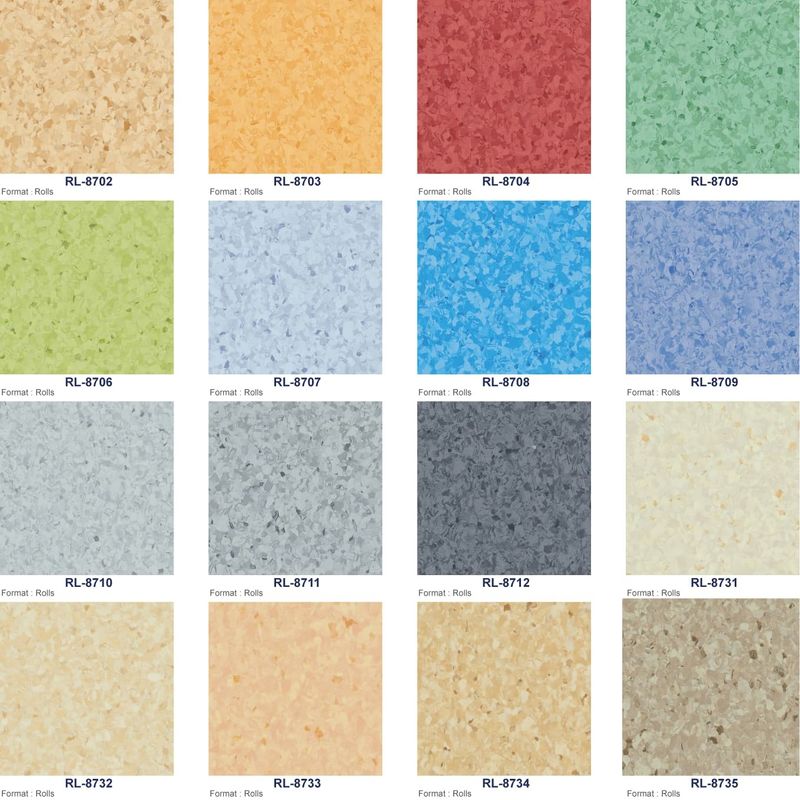 Plancher homogène à séchage 2 mm plancher de laboratoire en vinyle bleu jaune vert