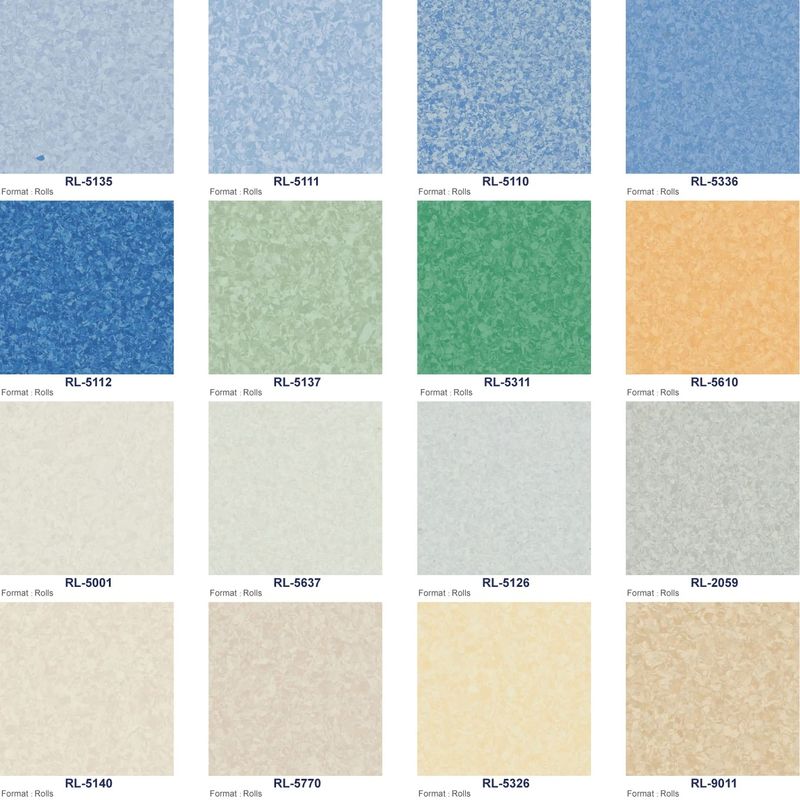 Collage vers le bas PVC insonorisé Plancher homogène Linoleum Plancher en vinyle 2 mm-3 mm d'épaisseur