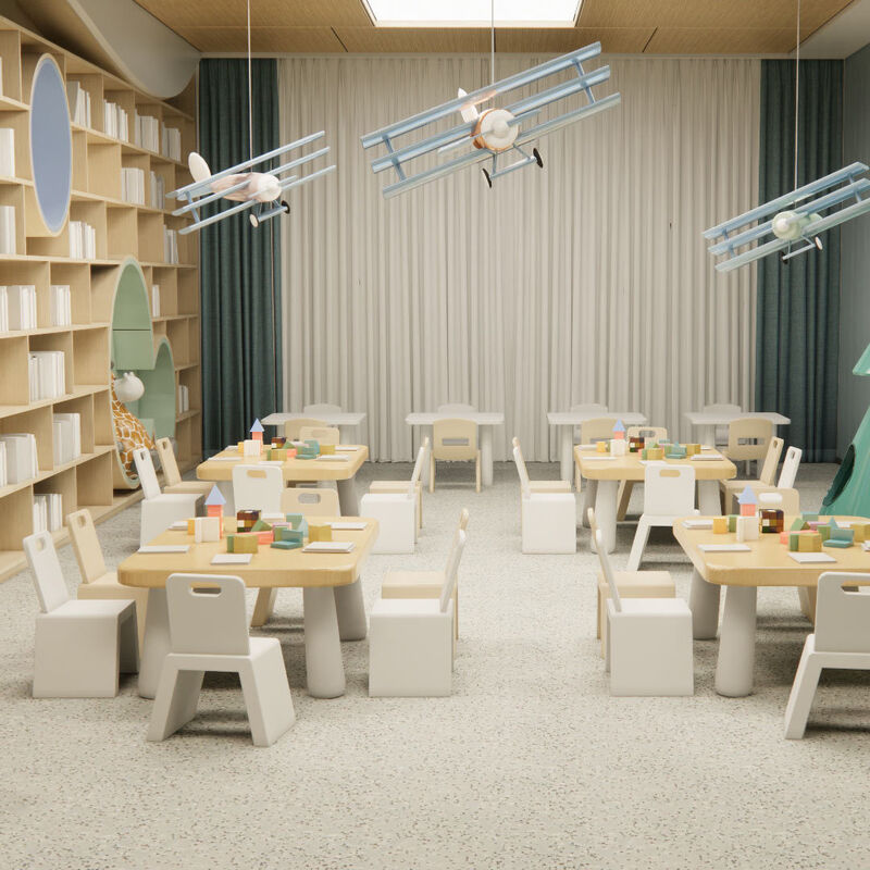 Centre d'éducation précoce Relle R11 plancher au carborundum antidérapant (version préscolaire résistante aux rayures)