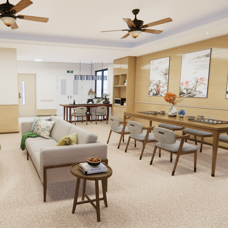 Plancher homogène résistant aux chocs avec une surface anti rayures pour les chambres de patients des maisons de retraite