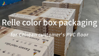 Emballage en boîte de couleur Relle pour le sol en PVC d'un client chilien